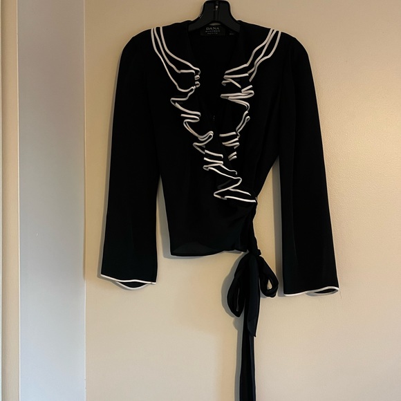 Dana Buchman Black Wrap Blouse Size: 6 Petite MSRP: $125.00 - Picture 1 of 6